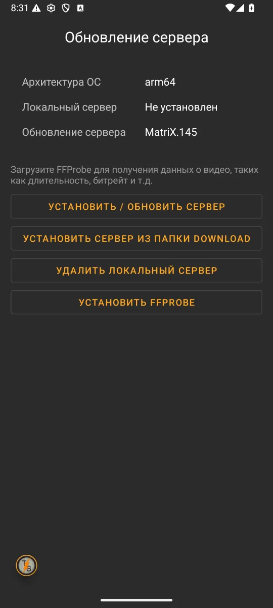 TorrServe, «Обновление сервера»: после пяти нажатий «Удалить локальный сервер» появилась кнопка «Установить сервер из папки Download»